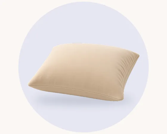 Product illustration: a smooth, fine microfibre pillowcase, on a pale pastel circle
